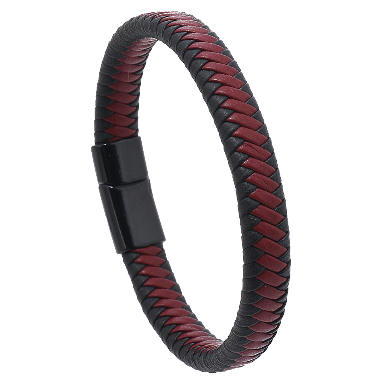 7 Black, red, black buckle