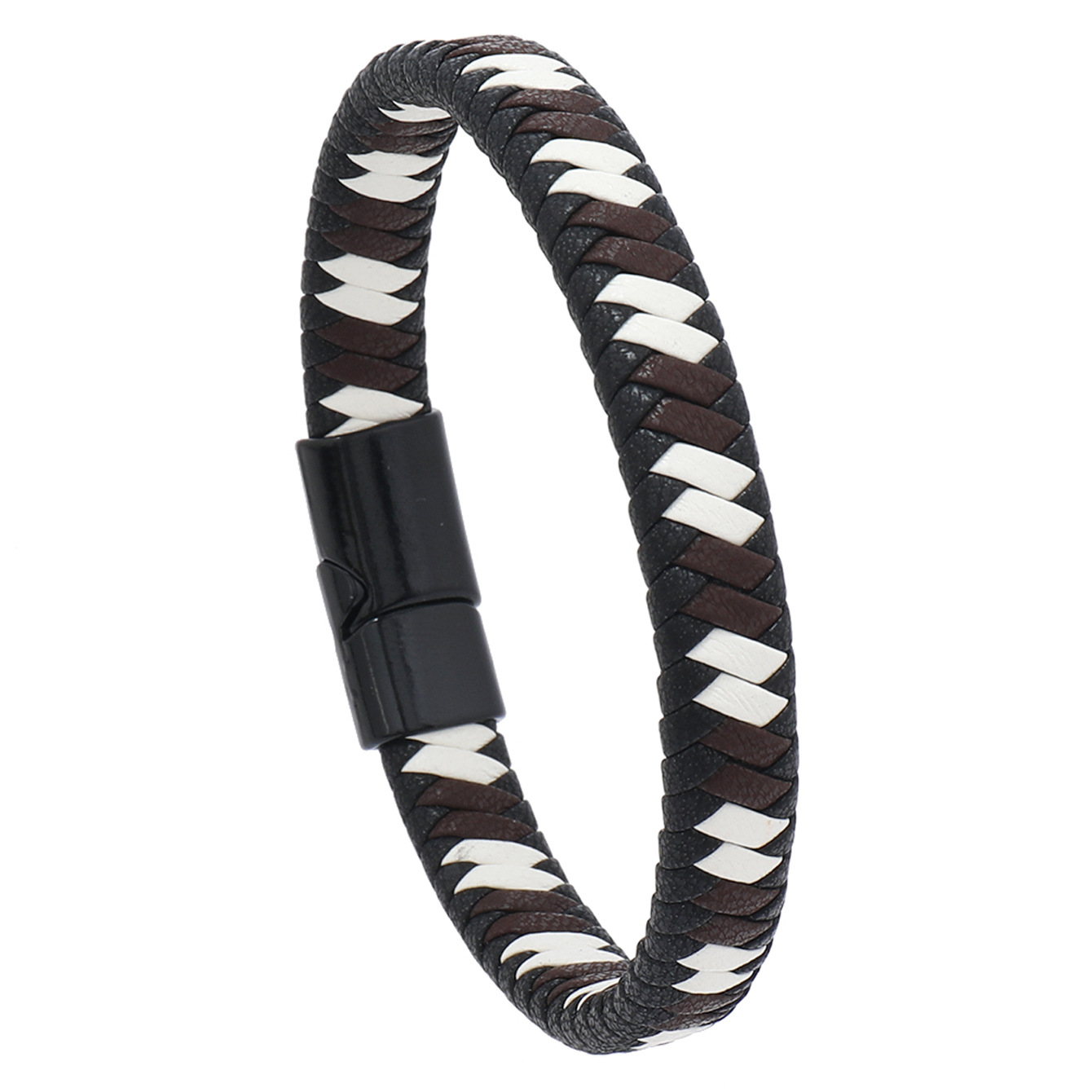 1:Black and white brown leather black buckle