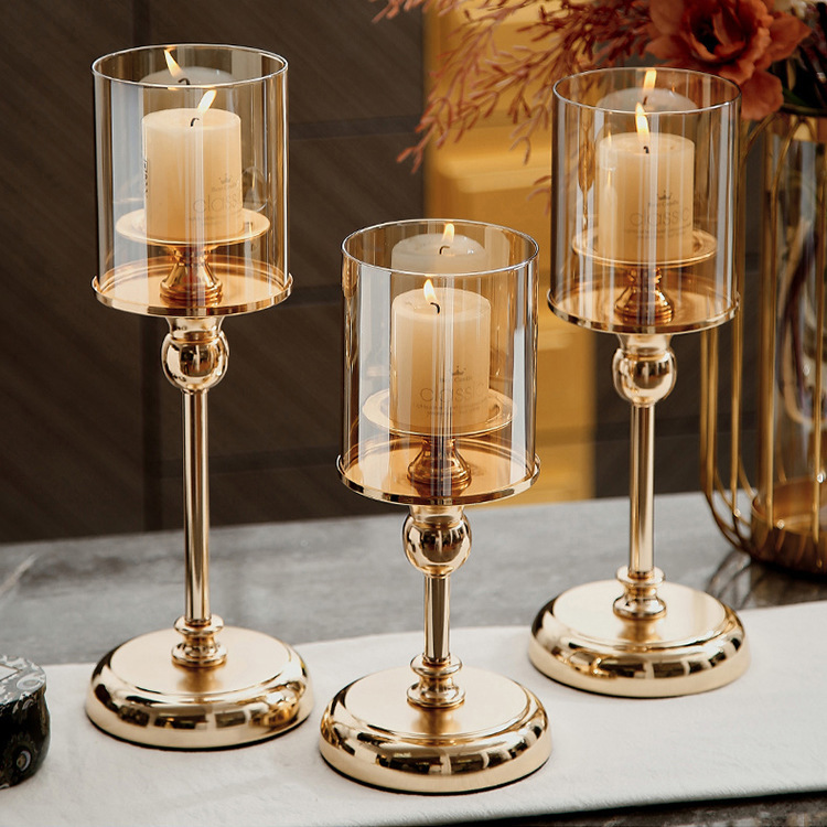 Golden 3-piece candle set