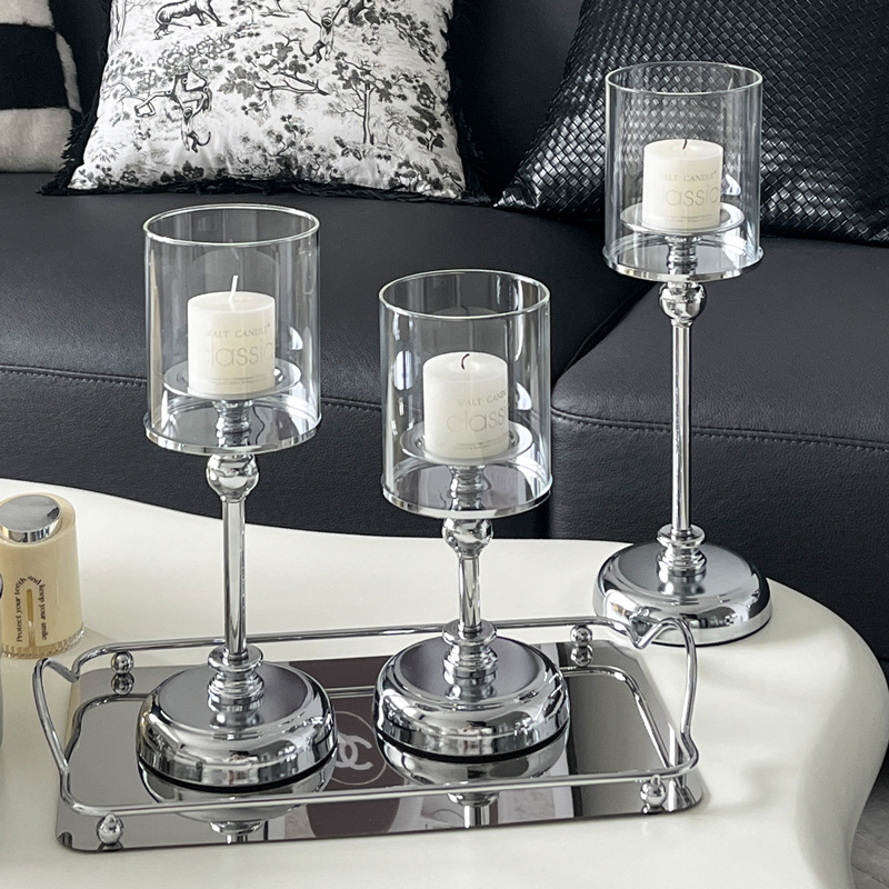 Silver 3-piece candle set