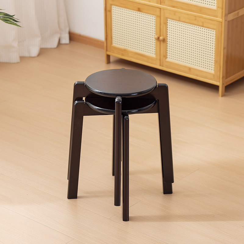 Walnut color round stool 2 sets