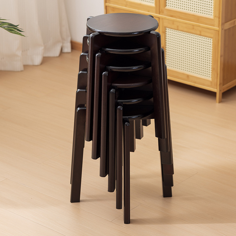 Walnut color round stool 6 sets