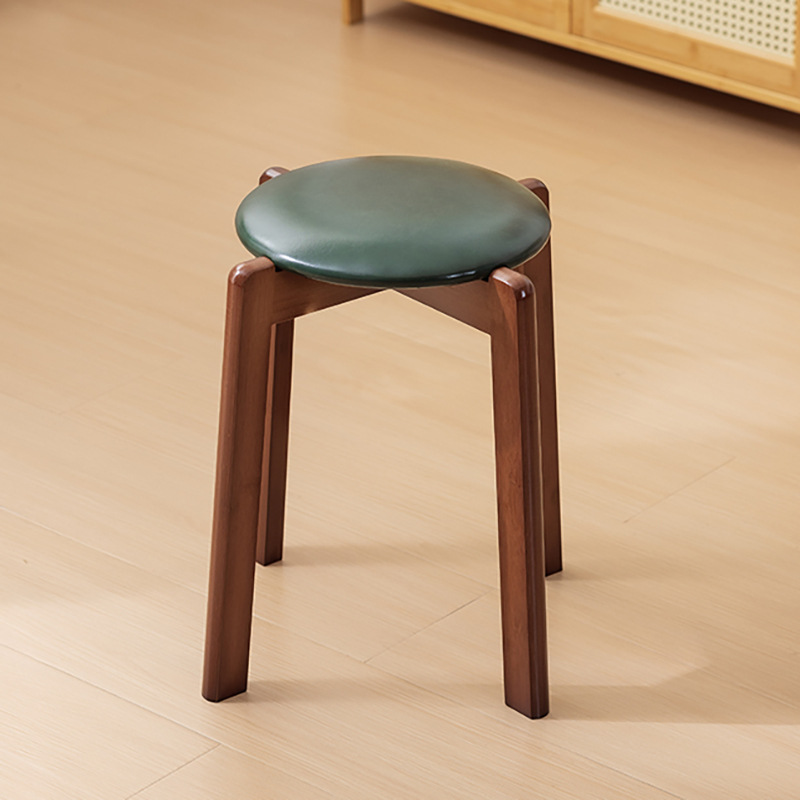 Walnut soft wrapped round stool