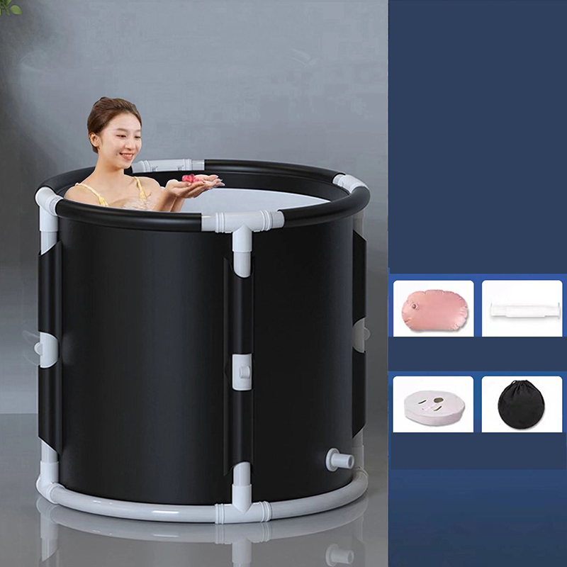 Bath tub   cushion   drain pipe   storage bag   bath cover - pure black (no installation seconds folding