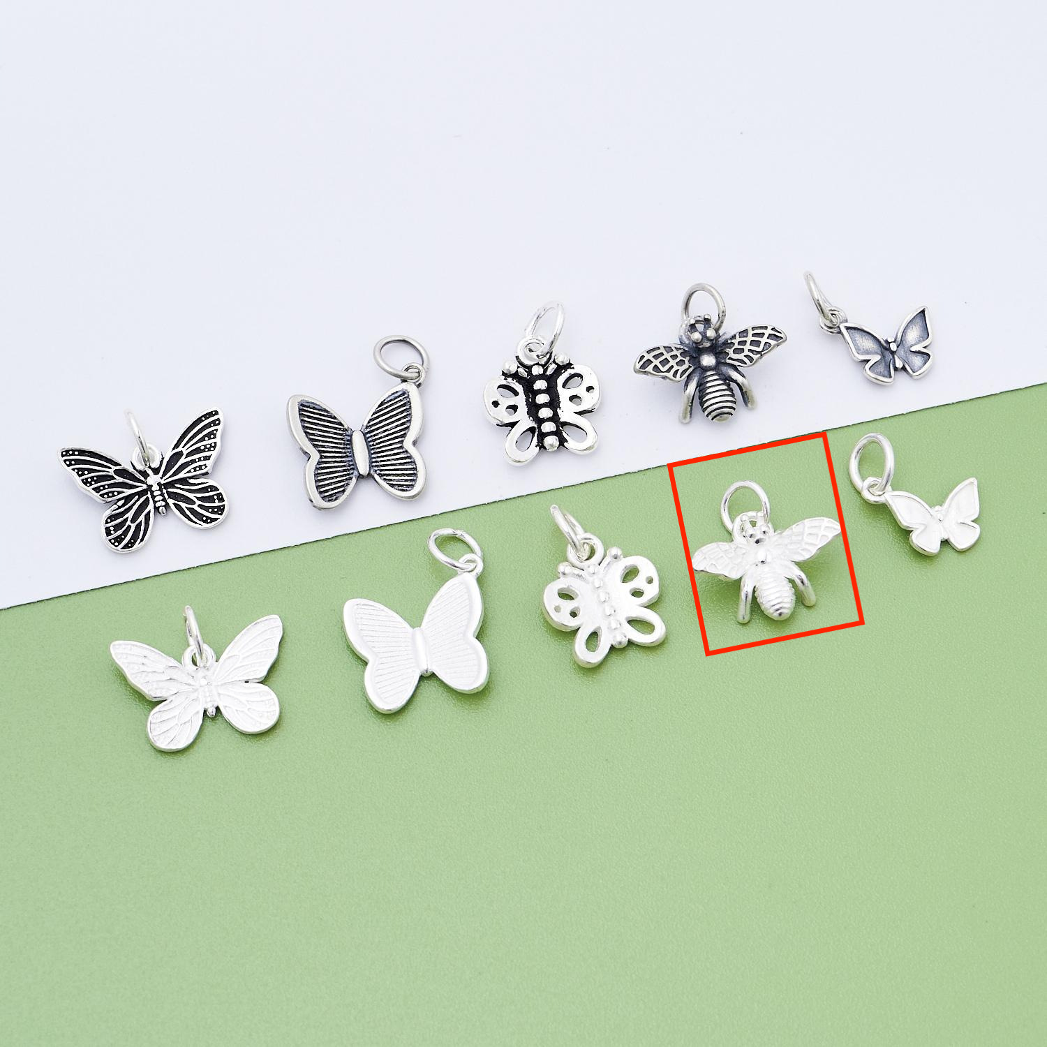 4. Bee (Silver - white) -14.5x11mm