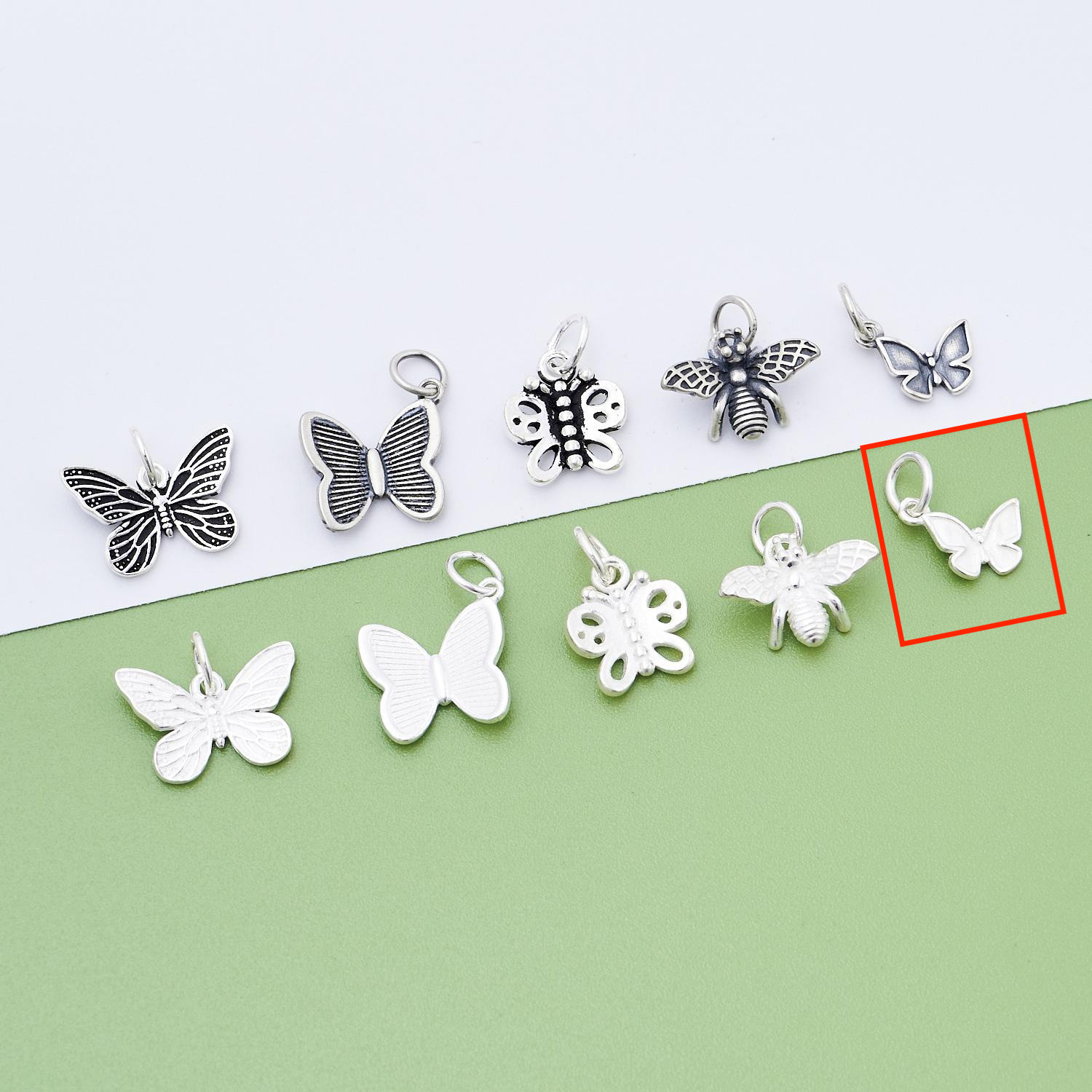 5. Mini Butterfly (Plain silver - White) -10.6x8.5