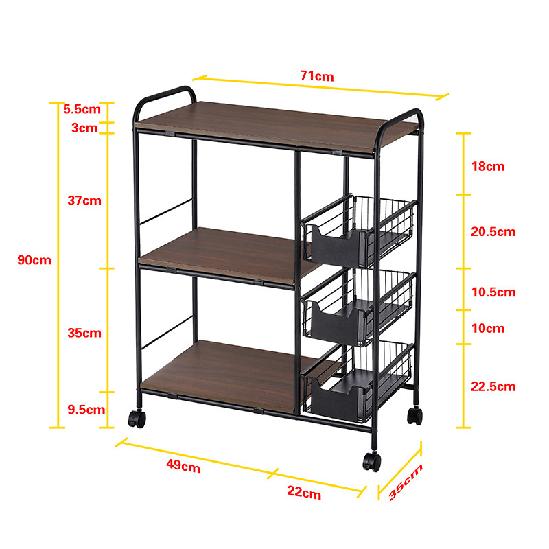 Type A four-tier trolley (Walnut)