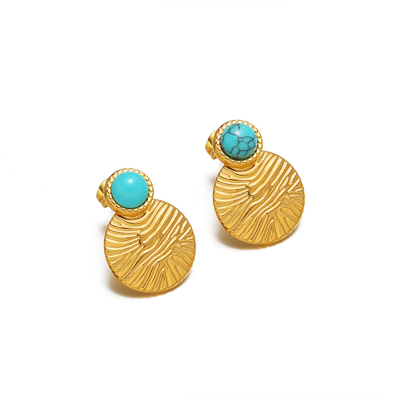 7:15mm striped disc turquoise gold