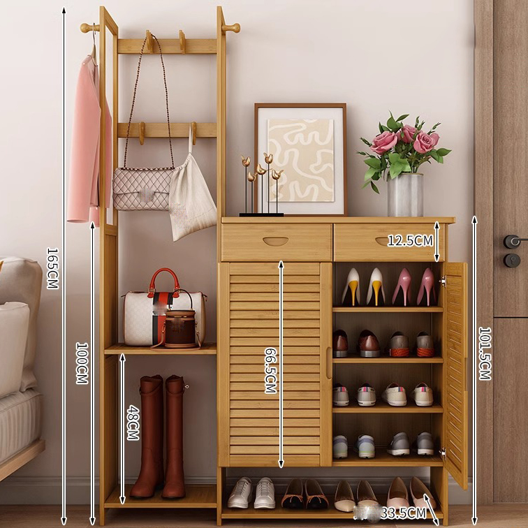 Left 38 coat rack   right 76 five-layer  shoe cabinet with drawers