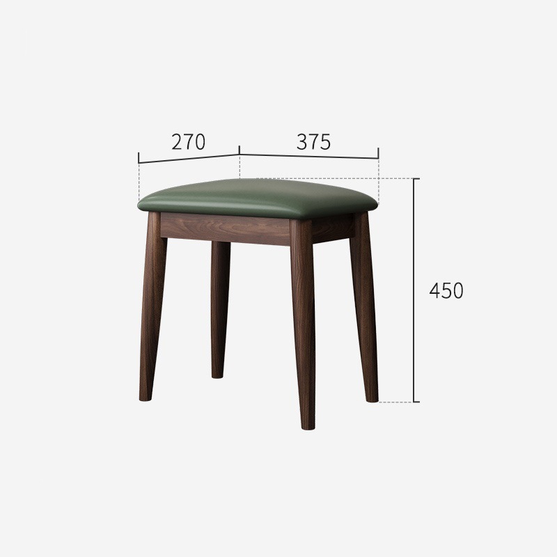 Walnut - Olive green - Soft bag square stool