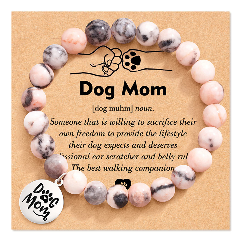 Pink Zebra Dog Mom Pendant Fist card