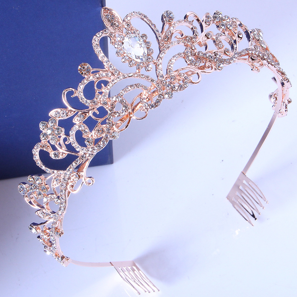 Rose gold white diamond hair comb