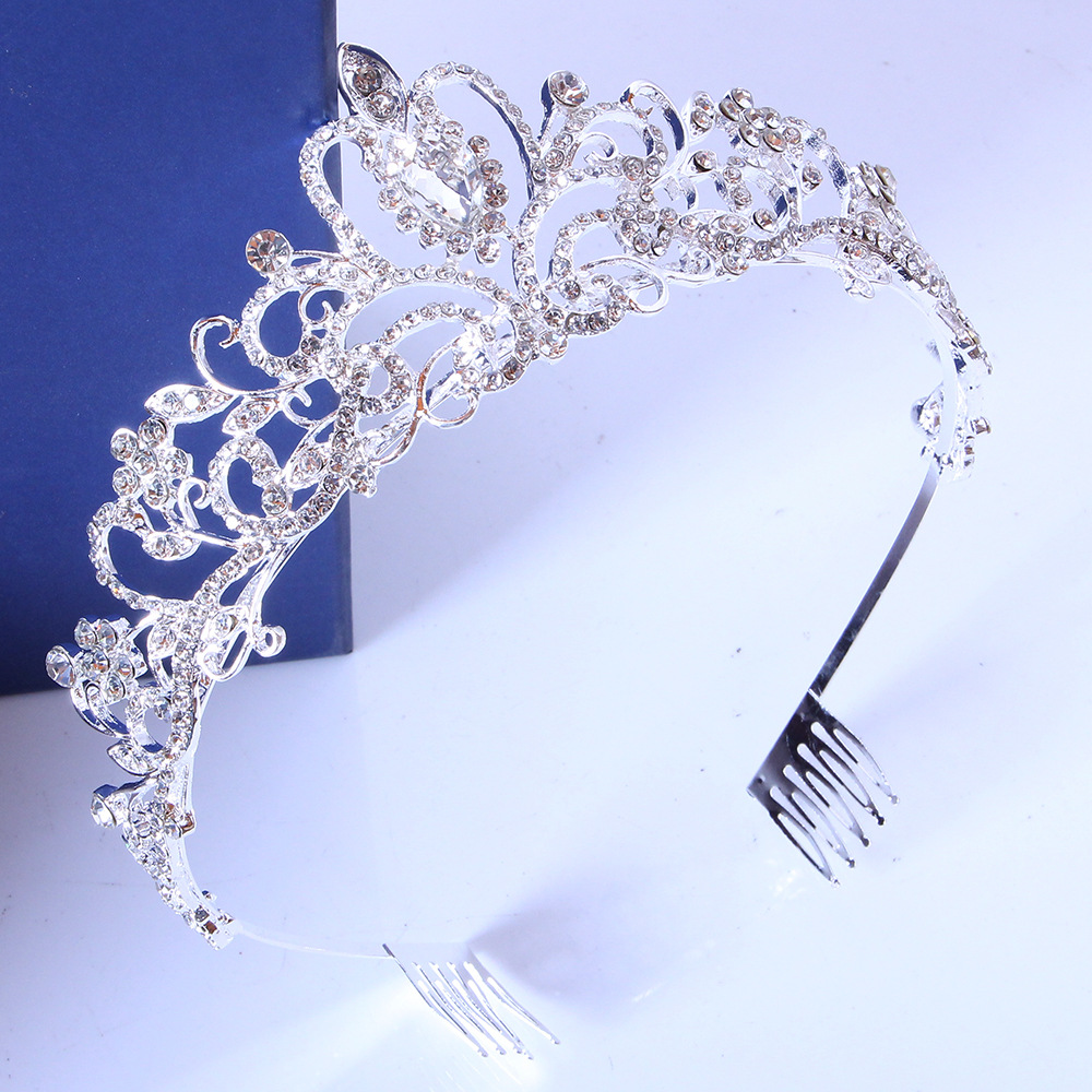 Thick silver white drill belt hair comb