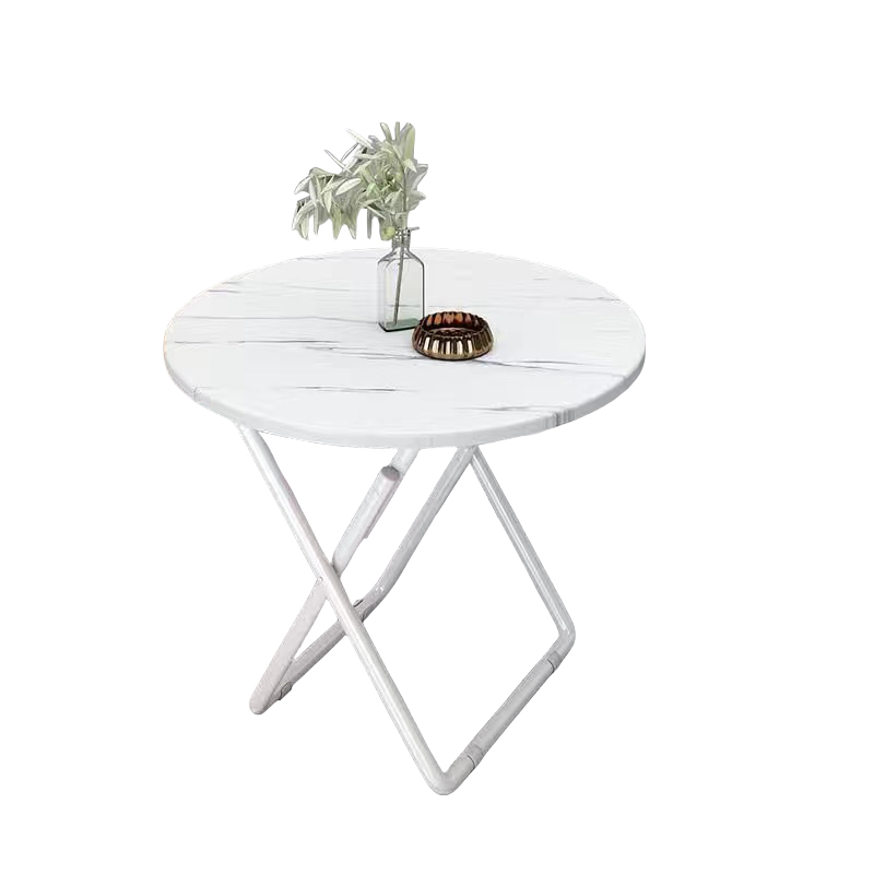 White marble round table