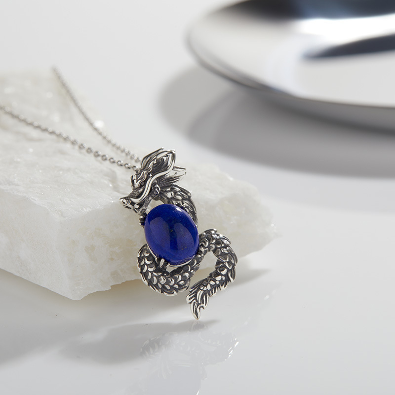 A Lapis lazuli necklace 45cm with 5cm extender cha