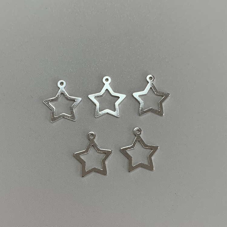 The hollow star [small] is 9mm wide and 11mm long