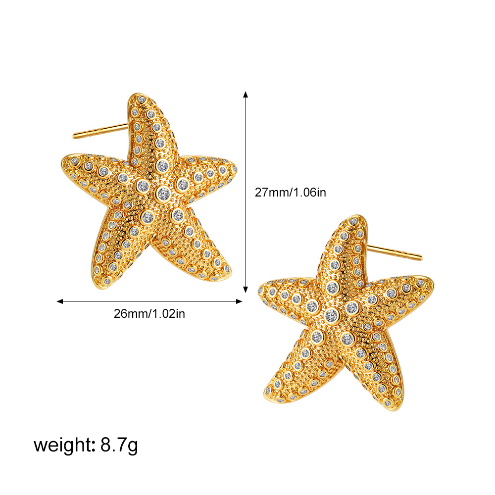 Starfish zircon earrings