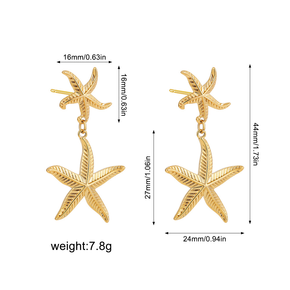 2:Double starfish pendant earrings