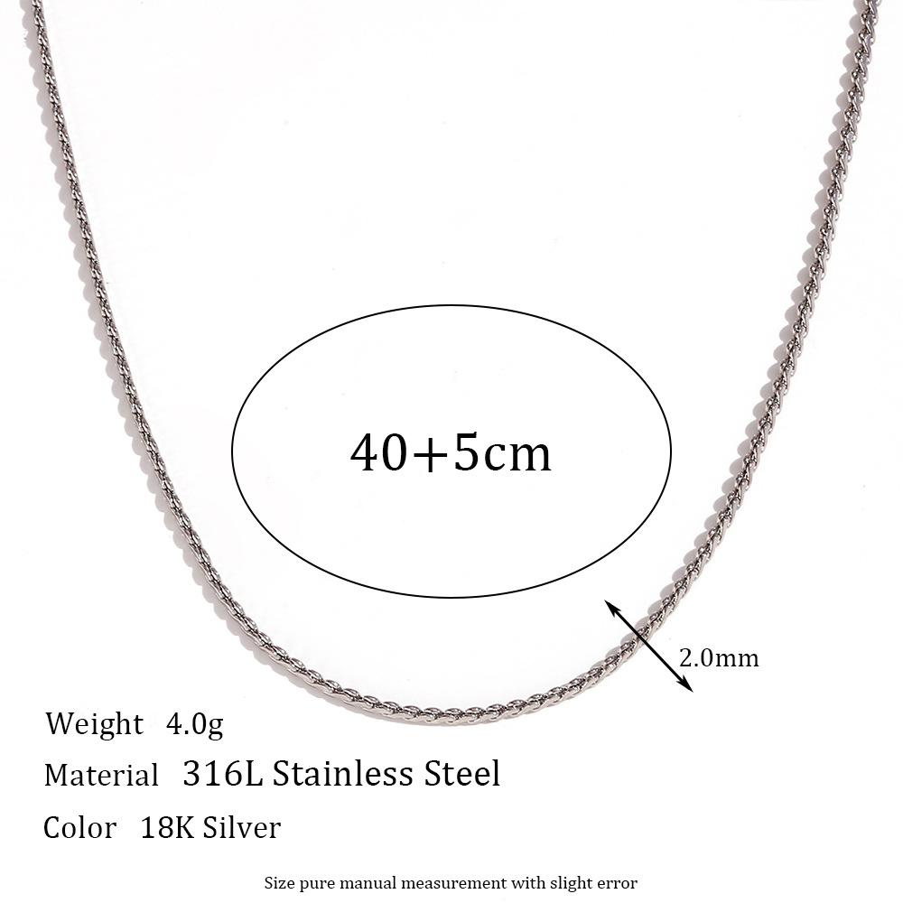 1.8mm S chain - Steel necklace -40cm+5cm