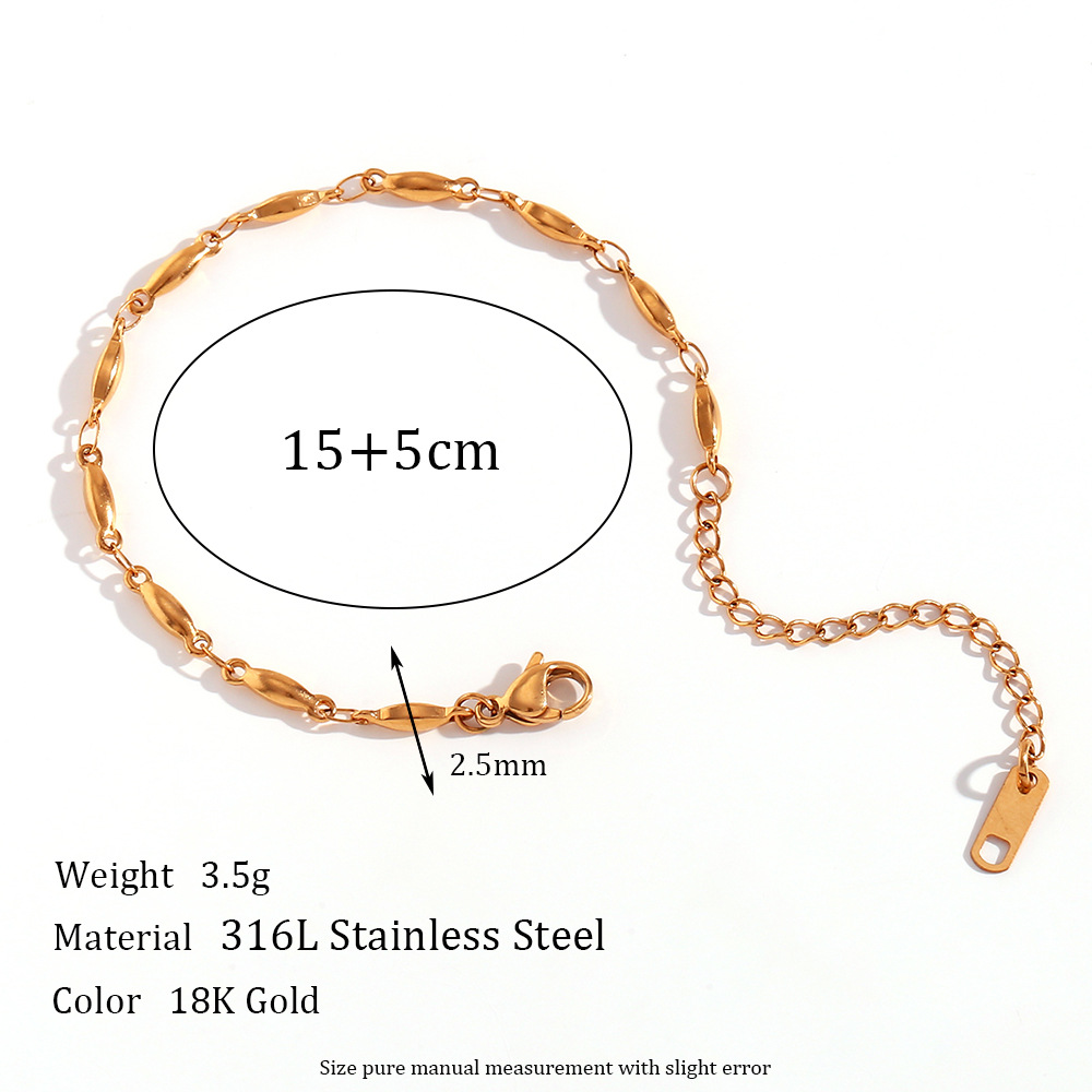 2.5mm Handmade chain - Gold bracelet -15cm+5cm