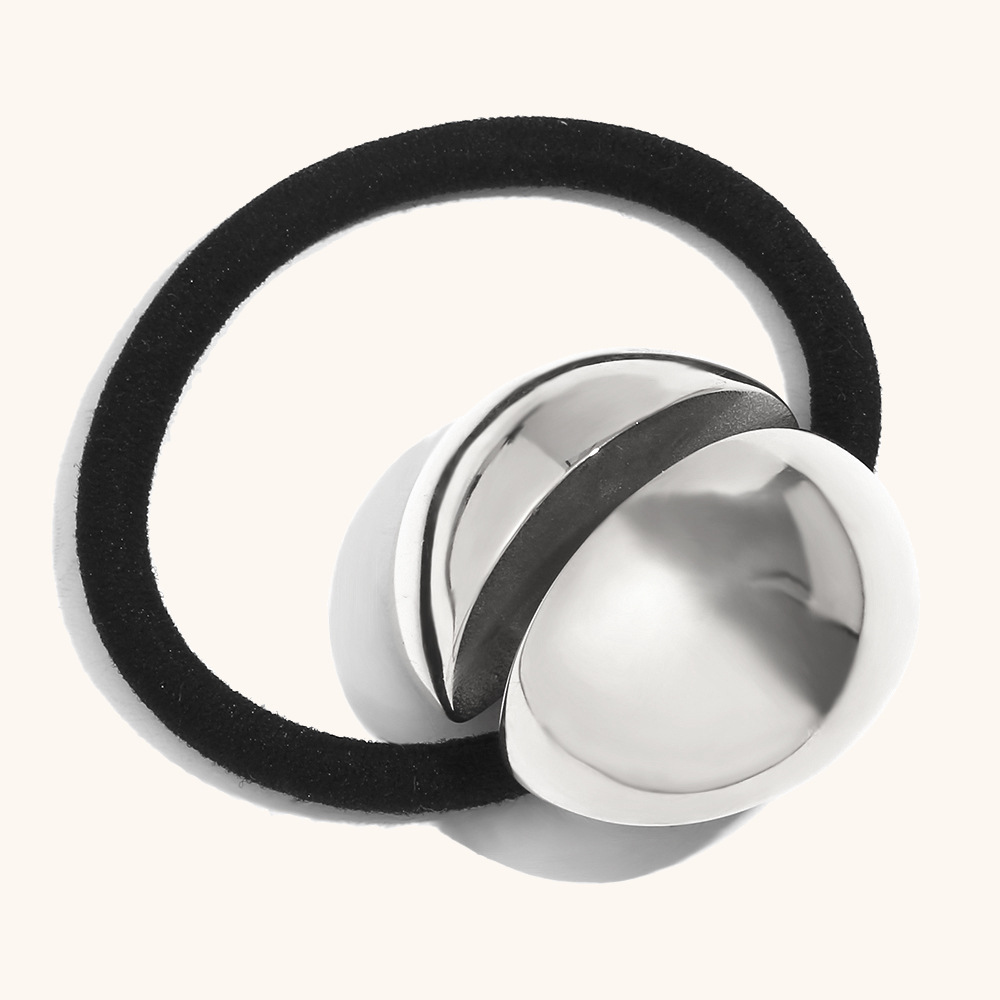 2:Eggshell hair tie - Steel color