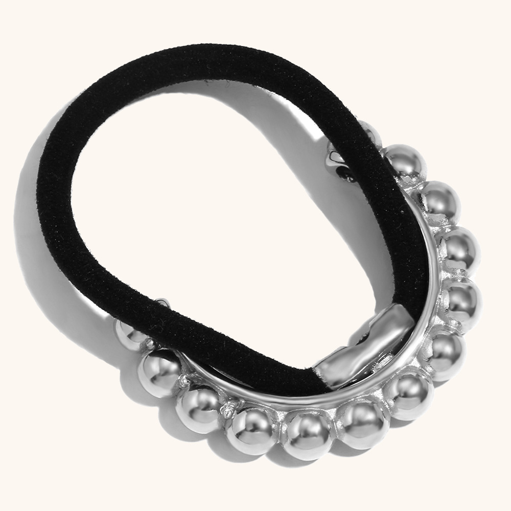 4:Bead arrangement Hair tie - Steel color