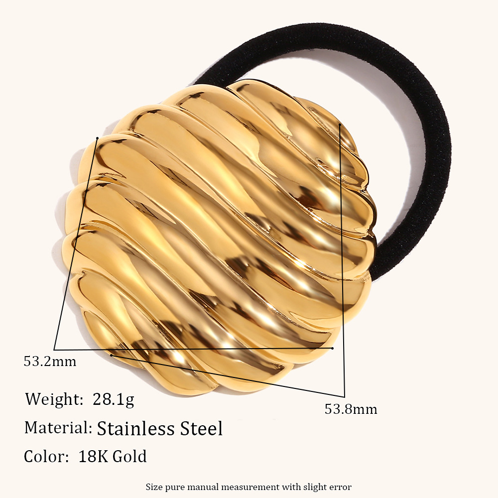 5:Threaded eggshell hair tie - Gold