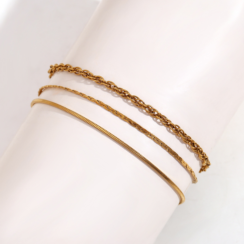 3 layer chain combination with No. 2 anklet - Gold