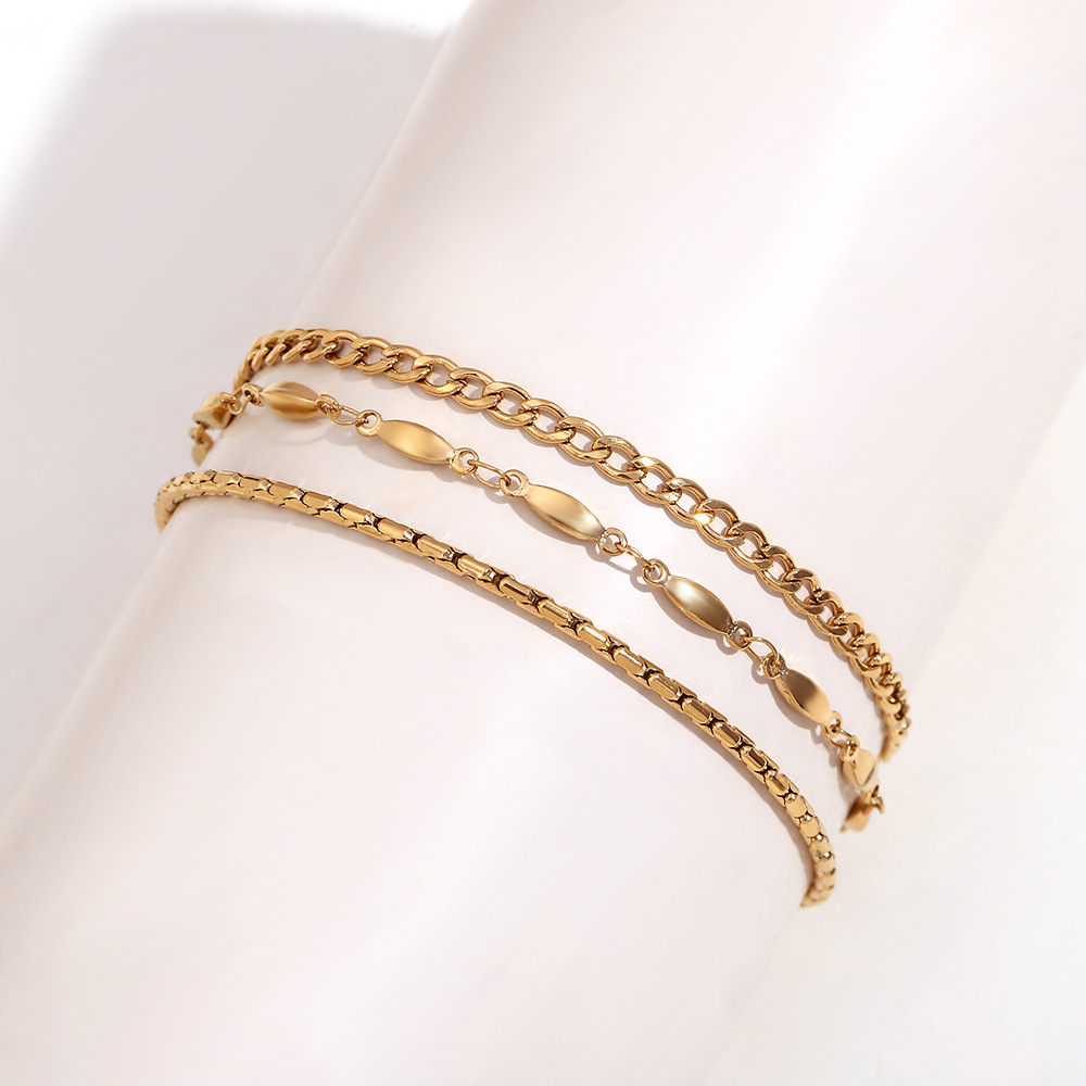 3 layer chain combination with size 5 anklet - Gol