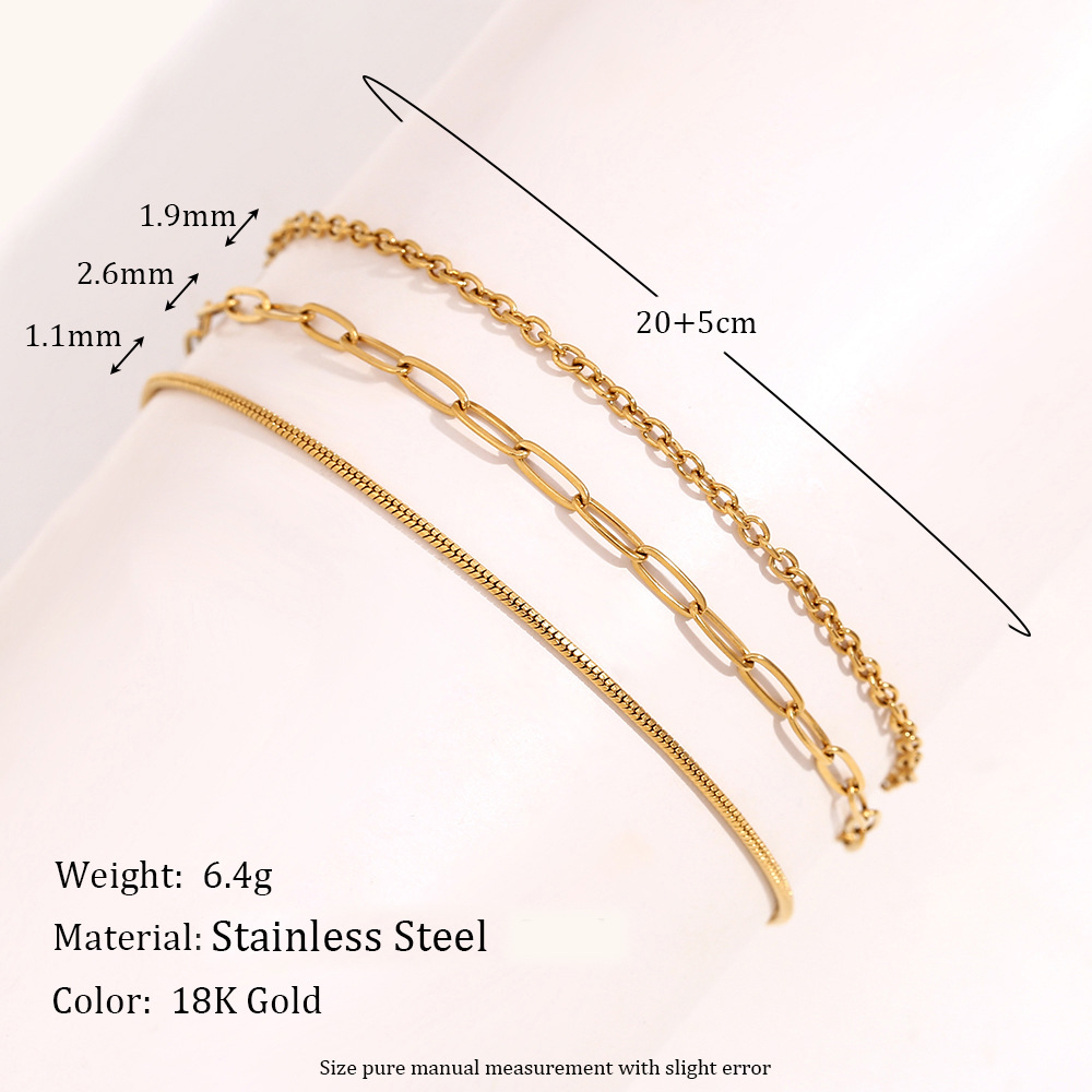 1:3 layer chain combination with # 4 anklet - Gold