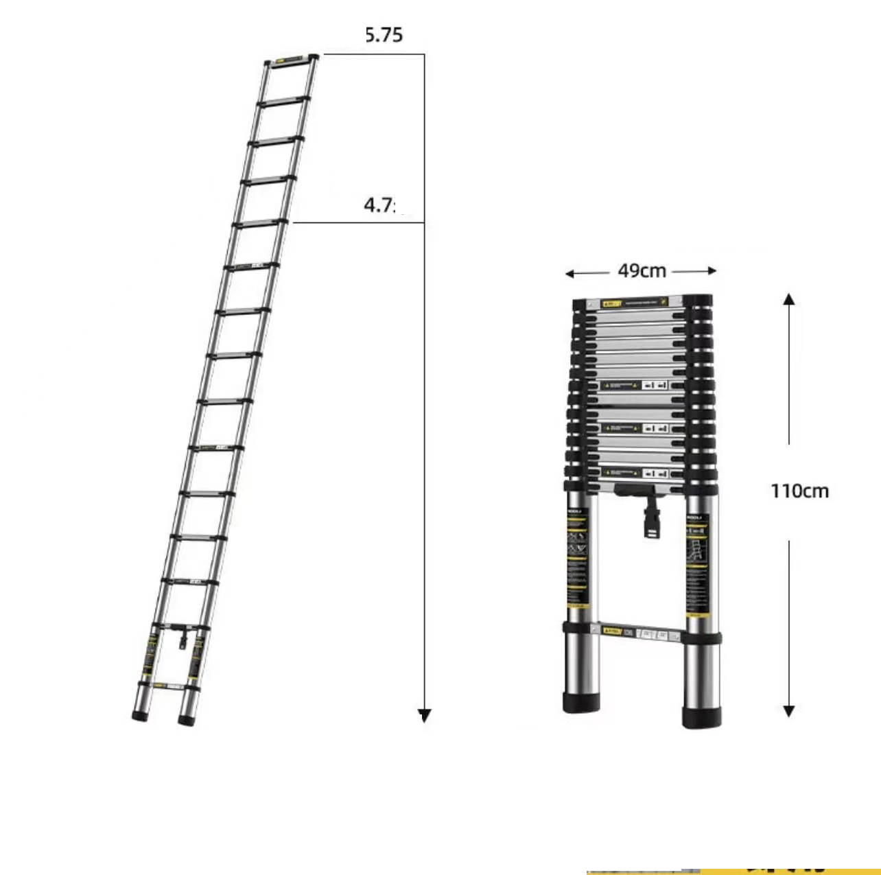 Thickened seamless steel pipe ladder 5.9 meters