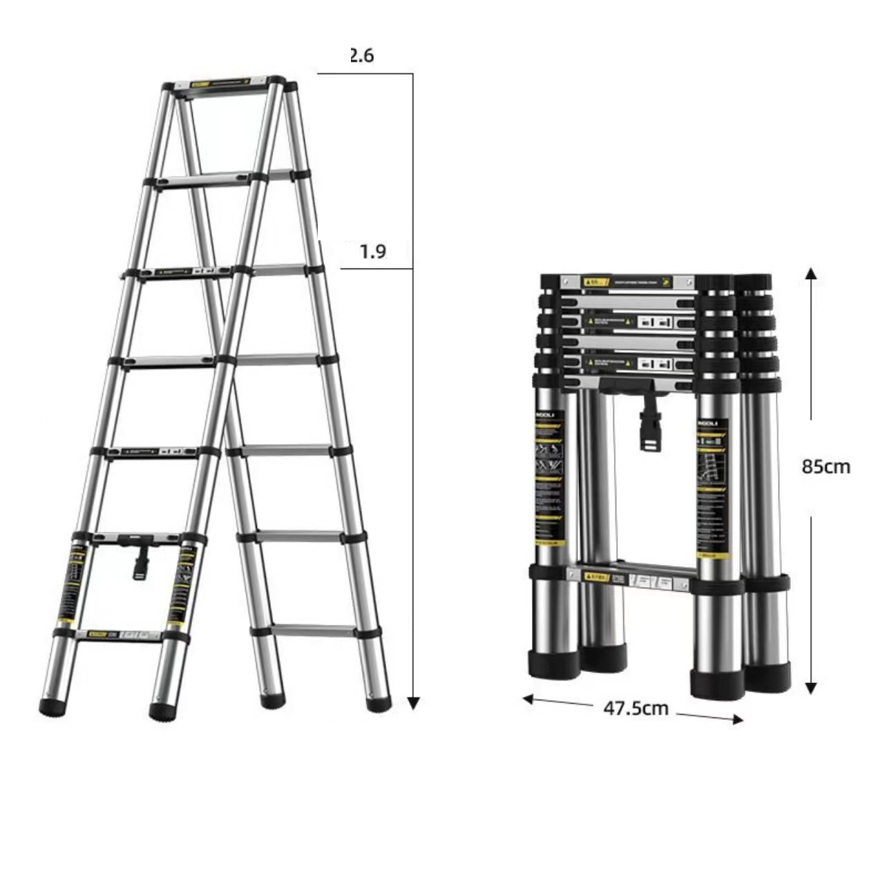 Thickened seamless steel pipe miter ladder 2.7 and 2.7 meters