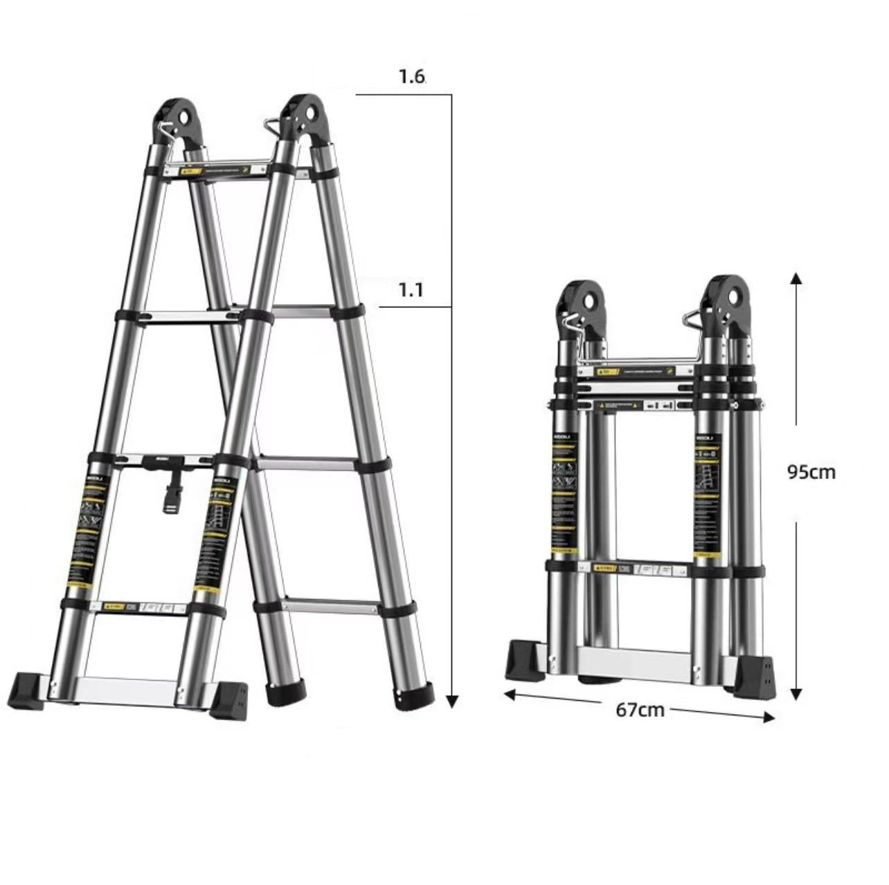 Thickened seamless steel pipe multifunctional 1.7m joint ladder