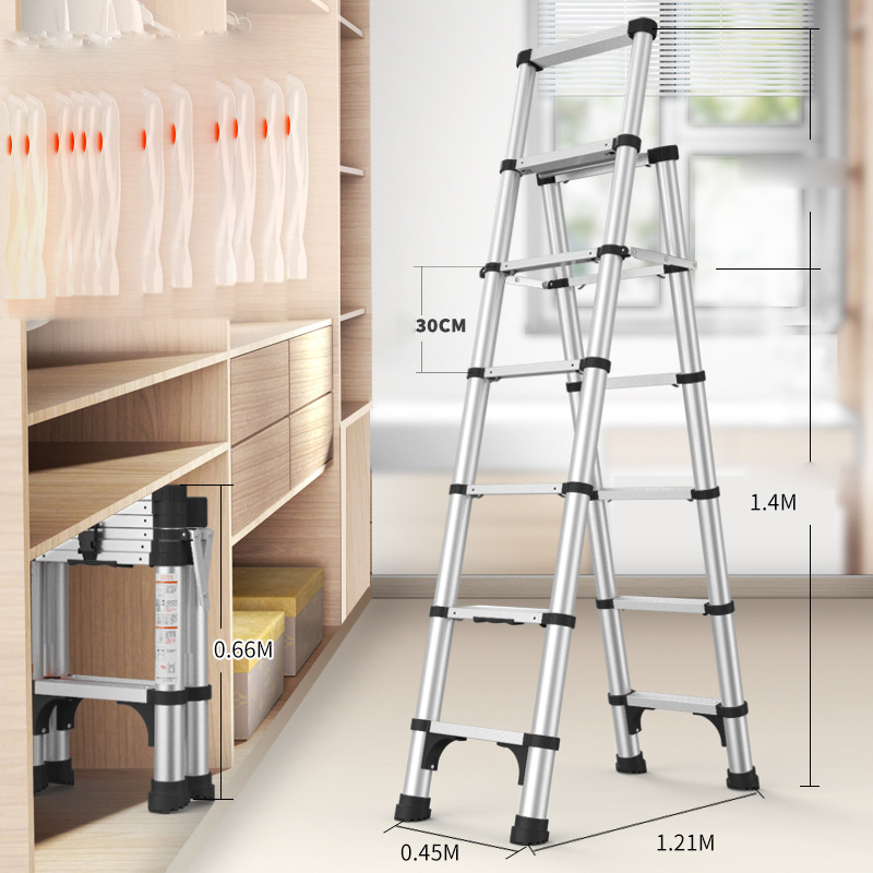 Free installation * anti-shake * anti-pinch hand silver black six-step ladder (aluminum alloy)