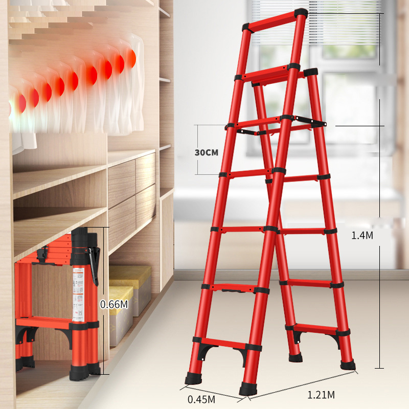 Anti-shake   anti-pinch hand   four-legged reinforced China Red six-step ladder