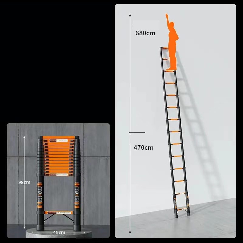 Stiffened steel ladder 5.5 meters feed hook