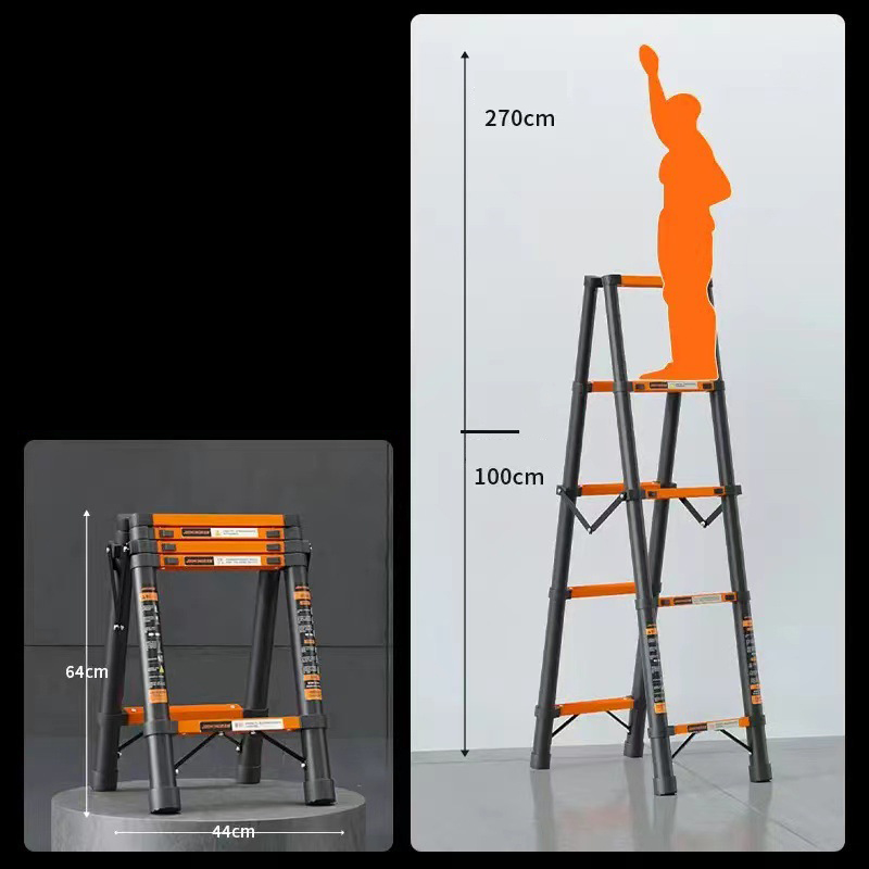 Reinforced and hardened steel ladder 1.4 meters