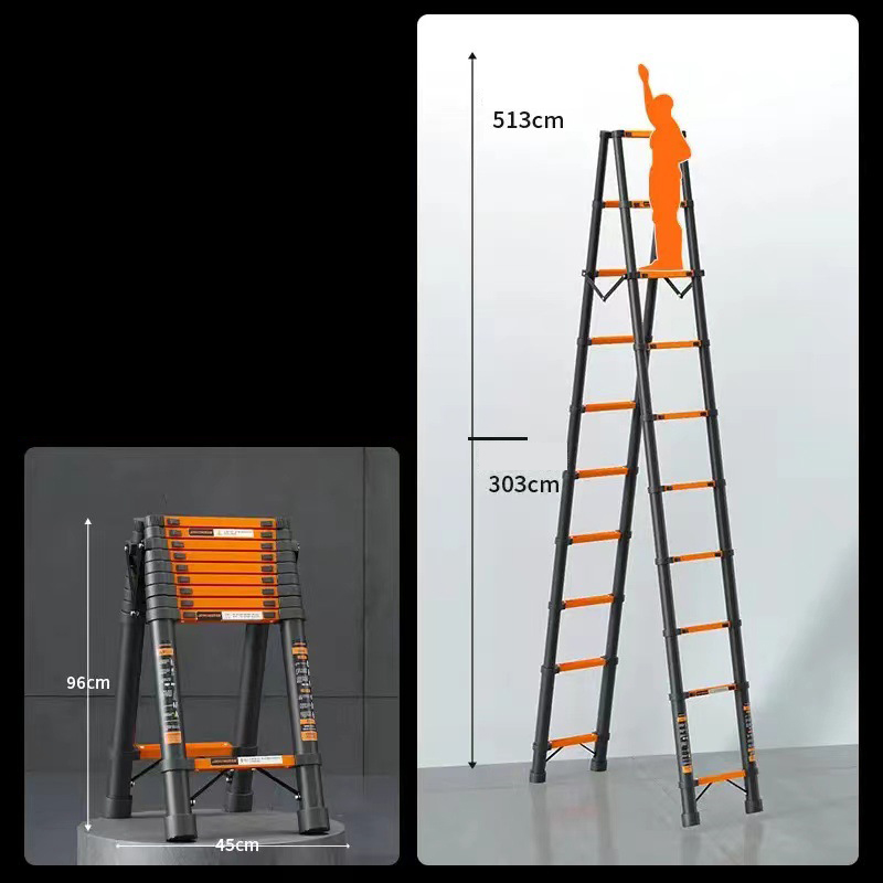 Reinforced and hardened steel ladder 3.9 meters