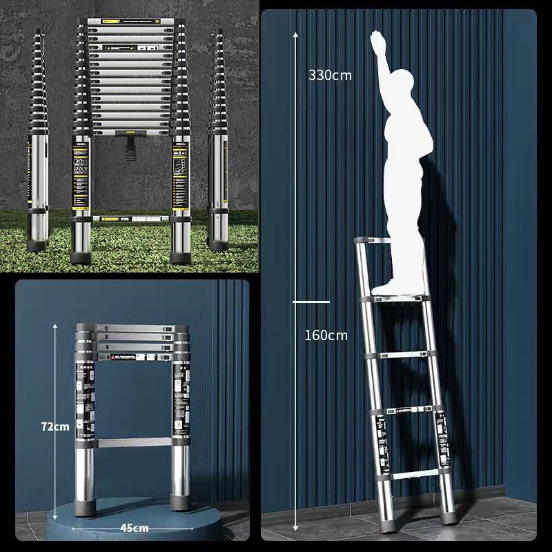 [High quality stainless steel] 1.9m straight ladder