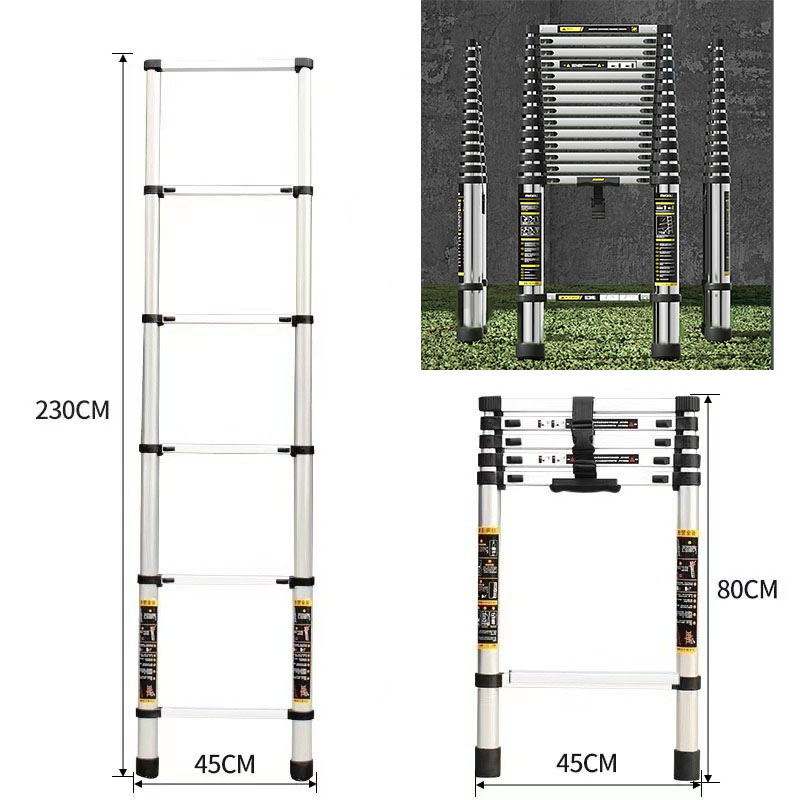 [High quality stainless steel] 2.3m straight ladder