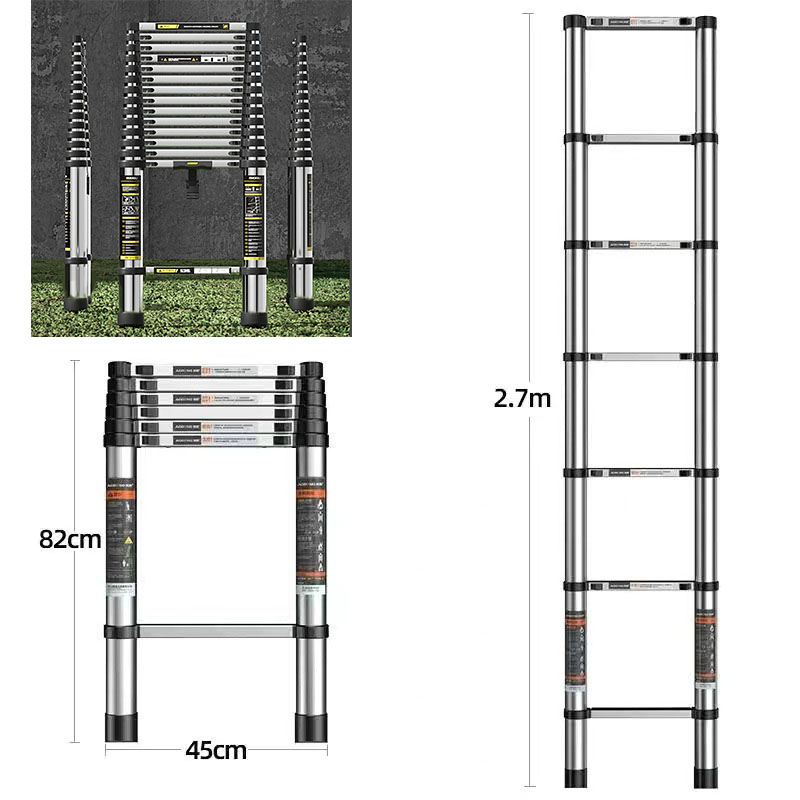 [High quality stainless steel] 2.7m straight ladder