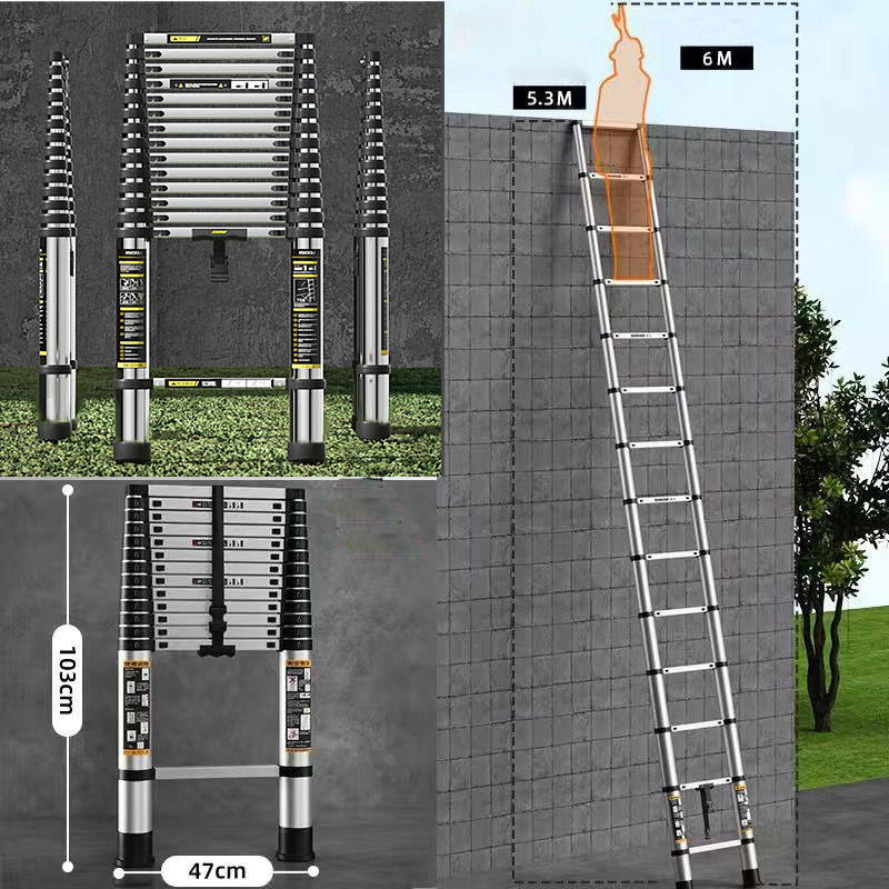 [High quality stainless steel] 5.5m straight ladder