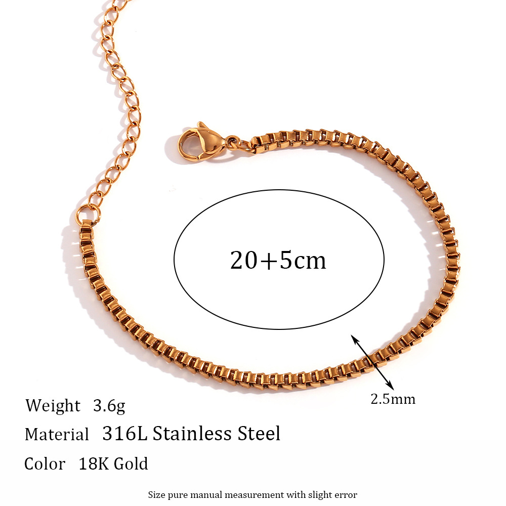 2.5mm box chain - Gold Anklet -20cm+5cm