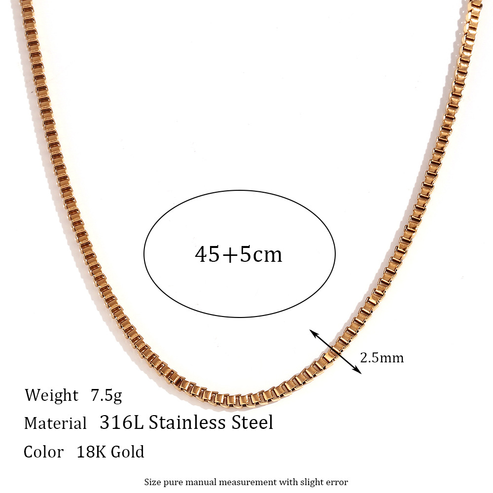 2.5mm box chain - Gold necklace -45cm+5cm