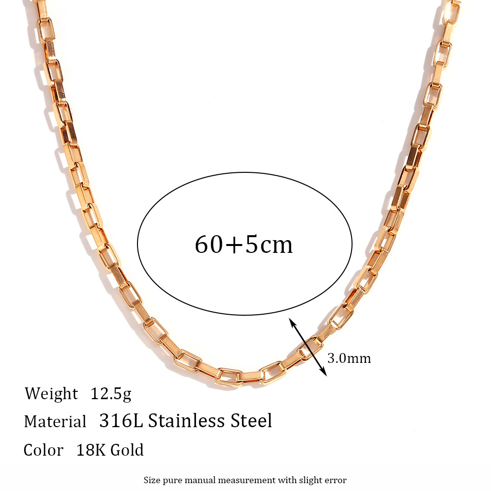 3mm long box chain - Gold necklace -60cm+5cm