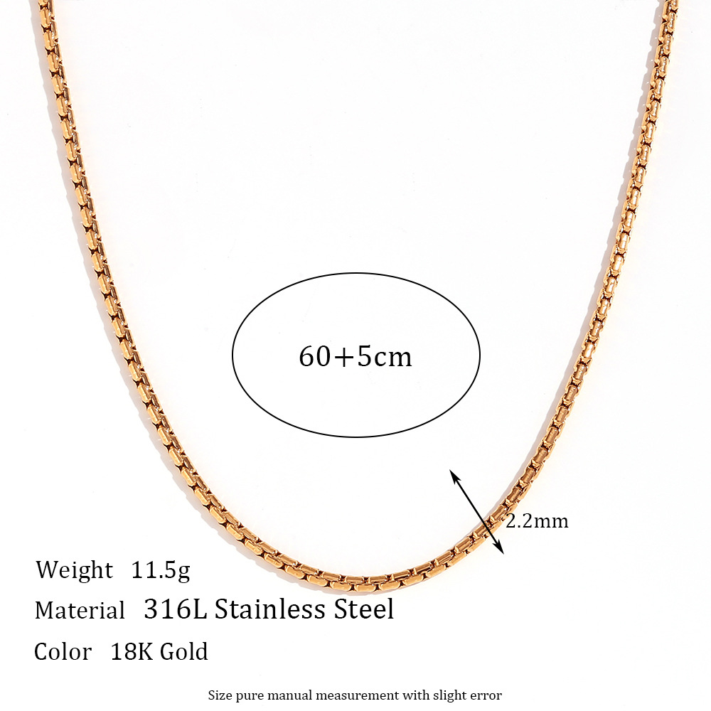 2.2mm Hammer round imitation pearl chain - Gold ne