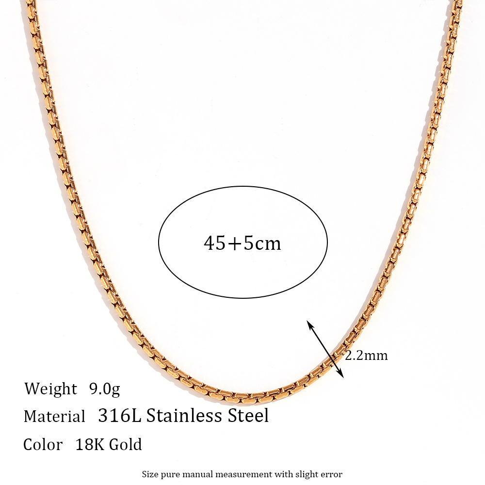 2.2mm Hammer round imitation pearl chain - Gold ne