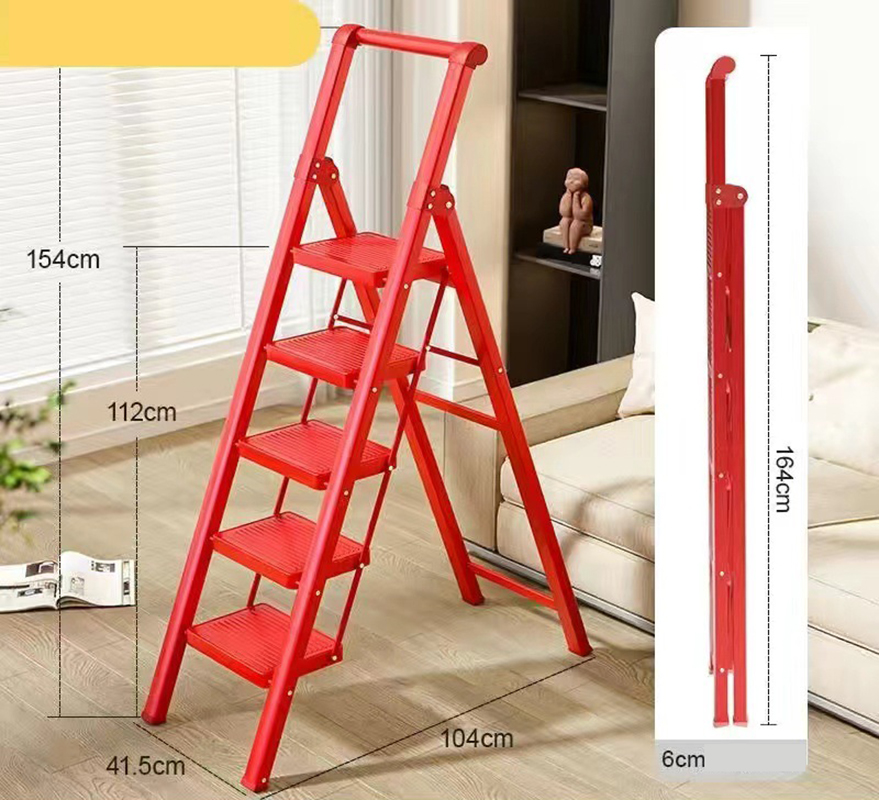 China Red 5-step ladder with armrest oversized step 30*20