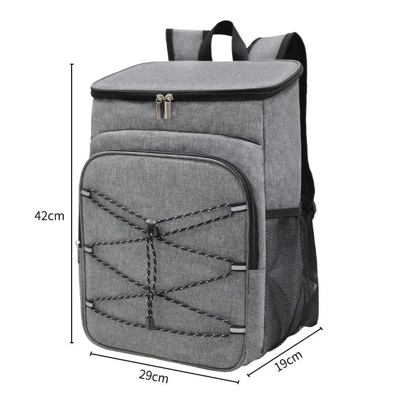 Backpack thermal bag drawstring gray