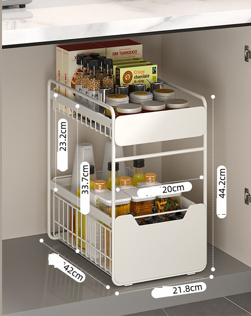 Small pull-out double-layer storage rack (mesh type)